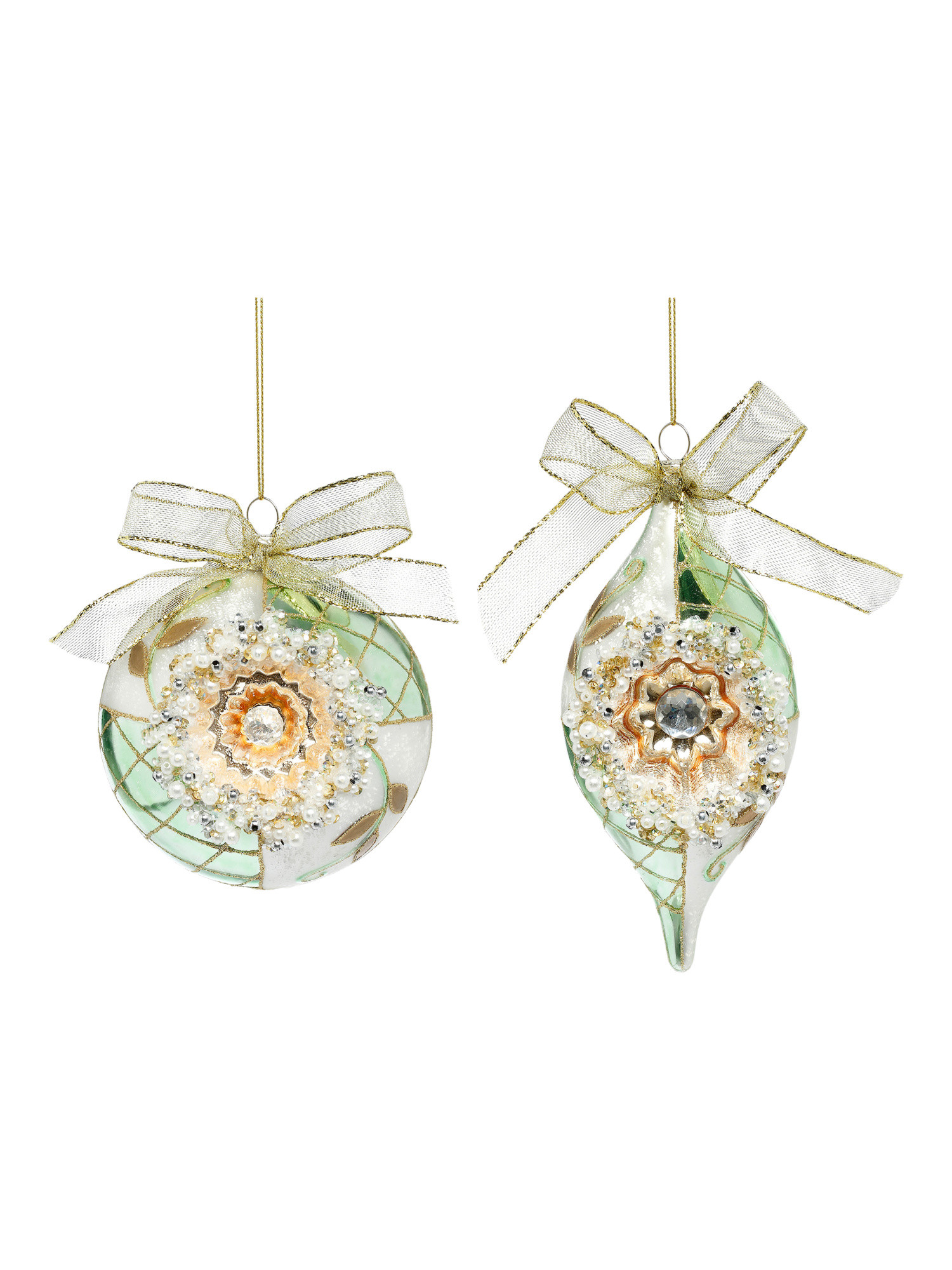 Set Of 6 Ribboned Faux Pearl Ornaments | TJ Maxx