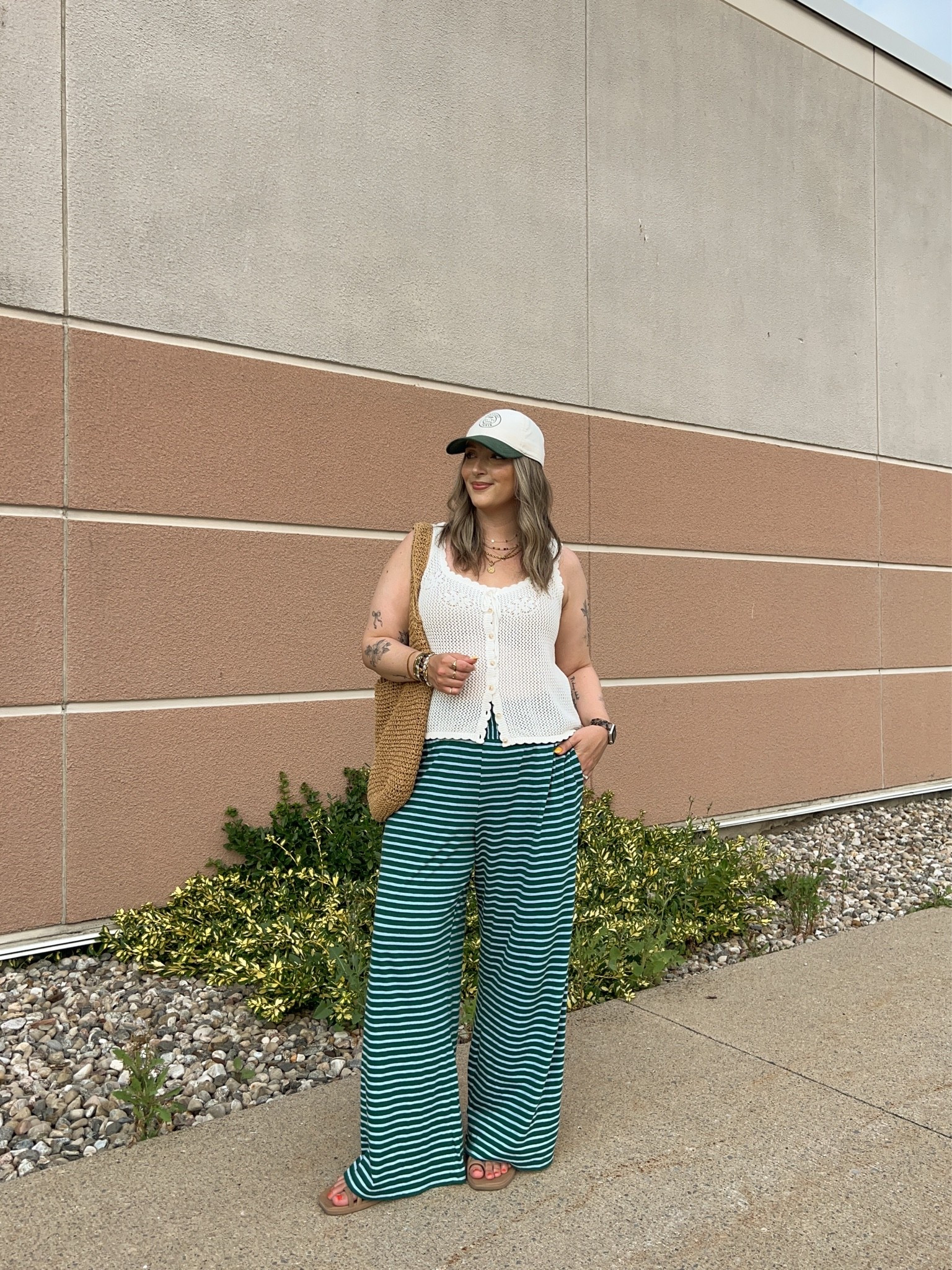 Casual summer outfit! Wearing my usual size L in both the striped pants and crochet tank. Tank is low stock so I linked similar! I’m a 9.5-10 shoe and wear a 10 in the crocs sandals (Canadian crocs link under “similar products”)

#LTKsummer #LTKsale #LTKmidsize