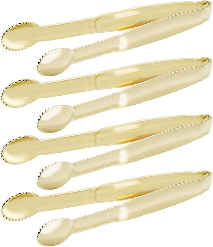 Mini Appetizer Tongs 5-3/4 Inch Small Serving Tongs, Set of 4 (Gold) | Amazon (US)