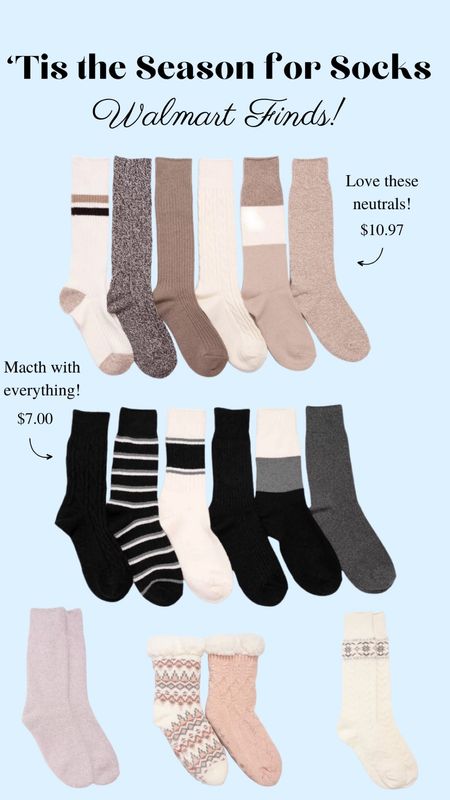 ‘Tis the season for socks!! ❄️ Fuzzy socks, boot socks, tall socks, short socks - Walmart has them all! I love these ones! #WalmartPartner #WalmartFinds #IYWYK

#LTKCyberWeek #LTKSeasonal #LTKfindsunder50