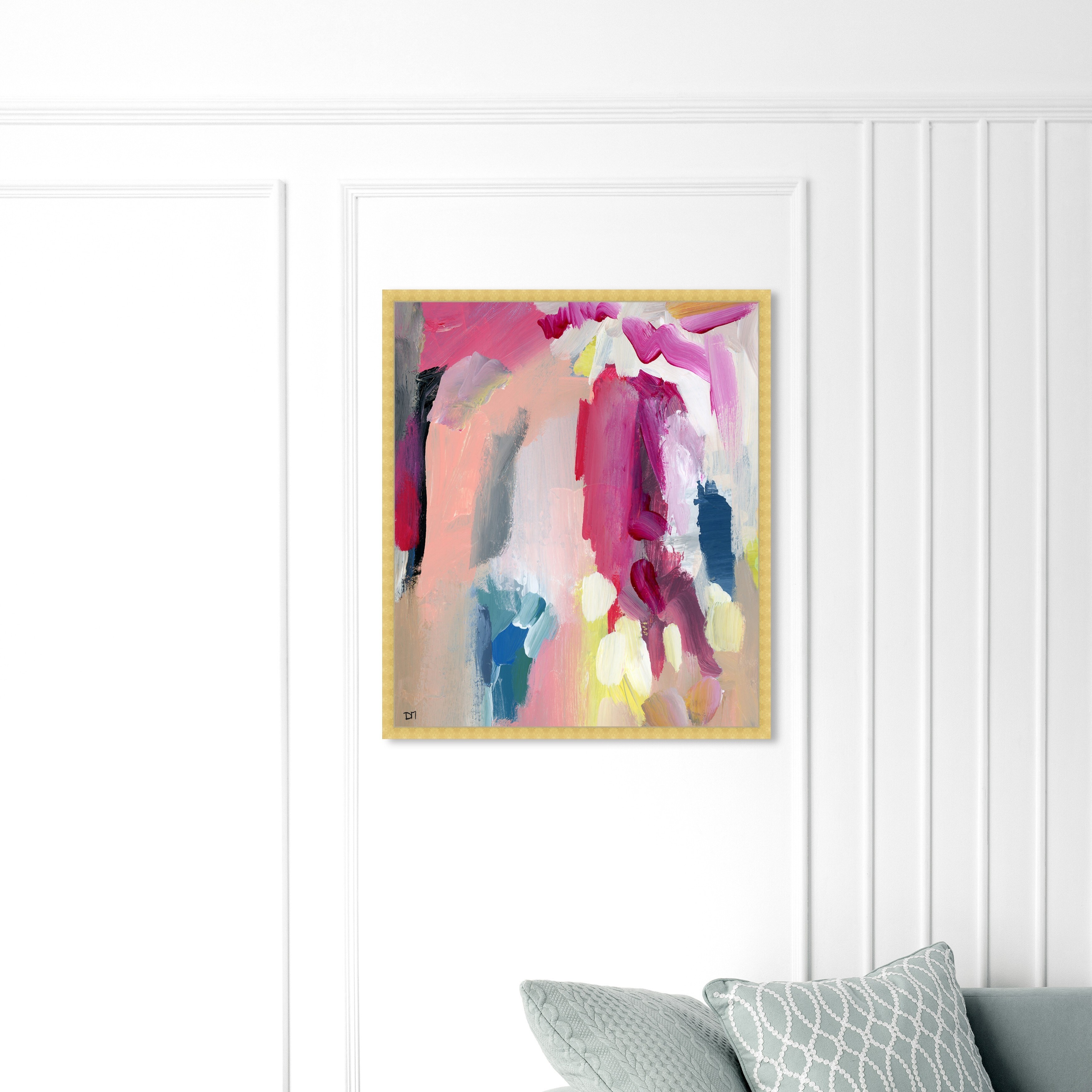 Oliver Gal ' Raibow' Abstract Wall Art Framed Print Paint - Pink, Yellow | Bed Bath & Beyond