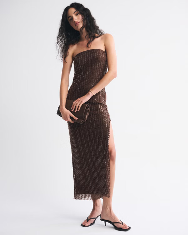 Bra-Free Strapless Beaded Maxi Dress | Abercrombie & Fitch (US)