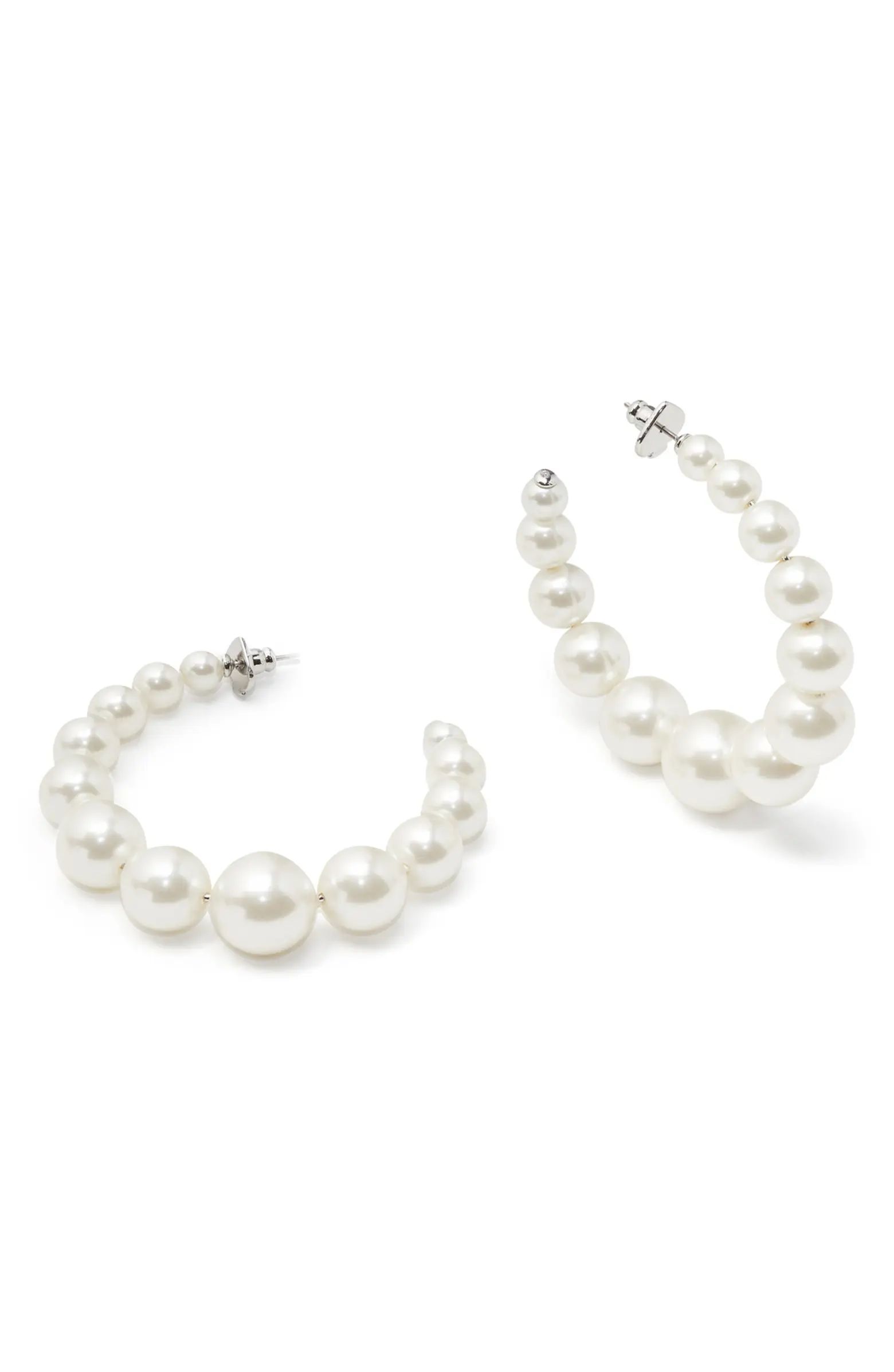 imitation pearl hoop earrings | Nordstrom