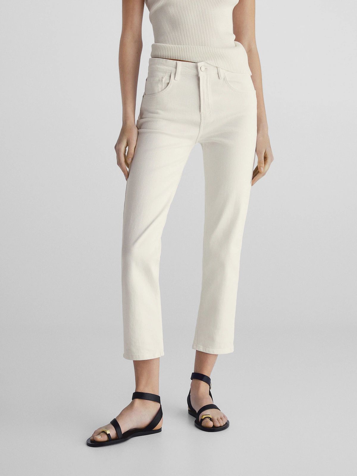 Mid-waist slim-cropped-fit jeans | Massimo Dutti (US)