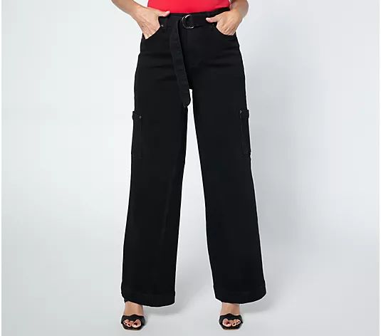 Peace Love World Authentic Denim Petite Self Belt Jean-Black - QVC.com | QVC