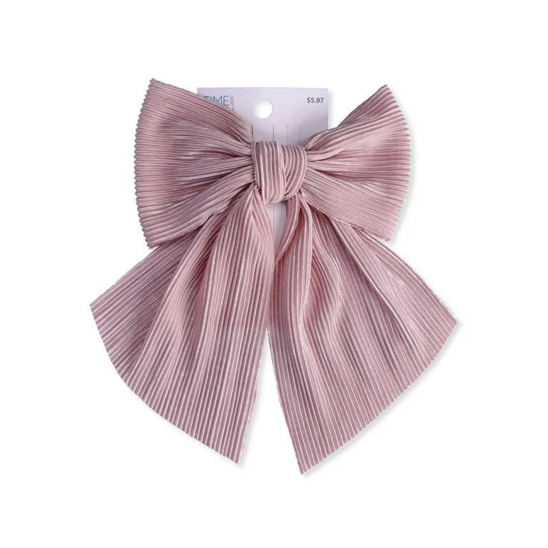 Time and Tru Women's Pleated Bow Barrette Blush | Walmart (US)
