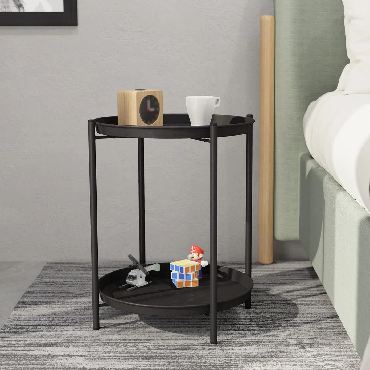 Caira Round Metal Folding Outdoor Side Table , 18'' in. W 18'' in. D | Wayfair North America