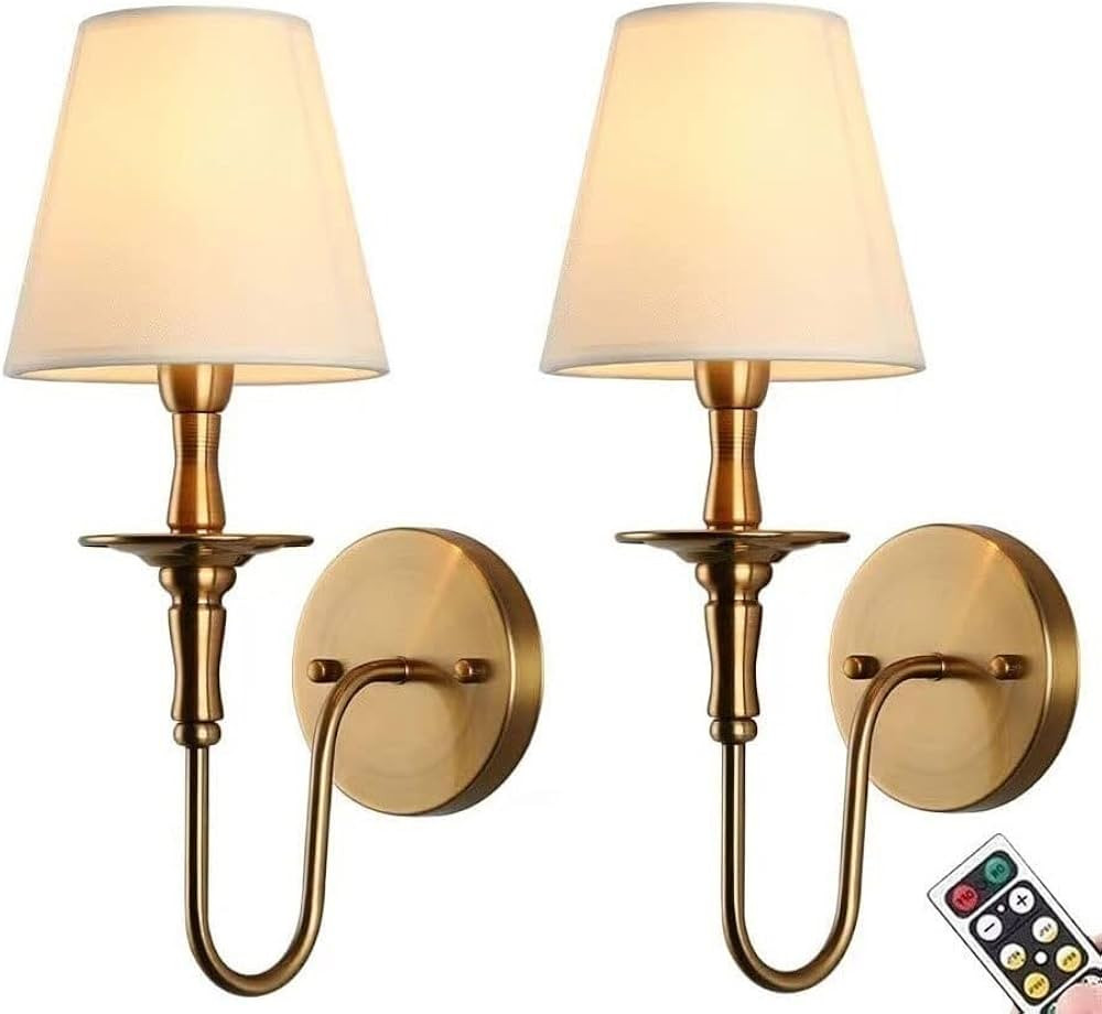 Wireless Battery Operated Wall Sconces Set of 2,No Wiring Rechargeable Wall Lights with Remote,An... | Amazon (US)