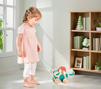 Hape Wooden Walk-A-Long Kitten Pull Toy| Roll & Rattle Push Pull Toy for Toddler| Montessori Toys... | Amazon (US)