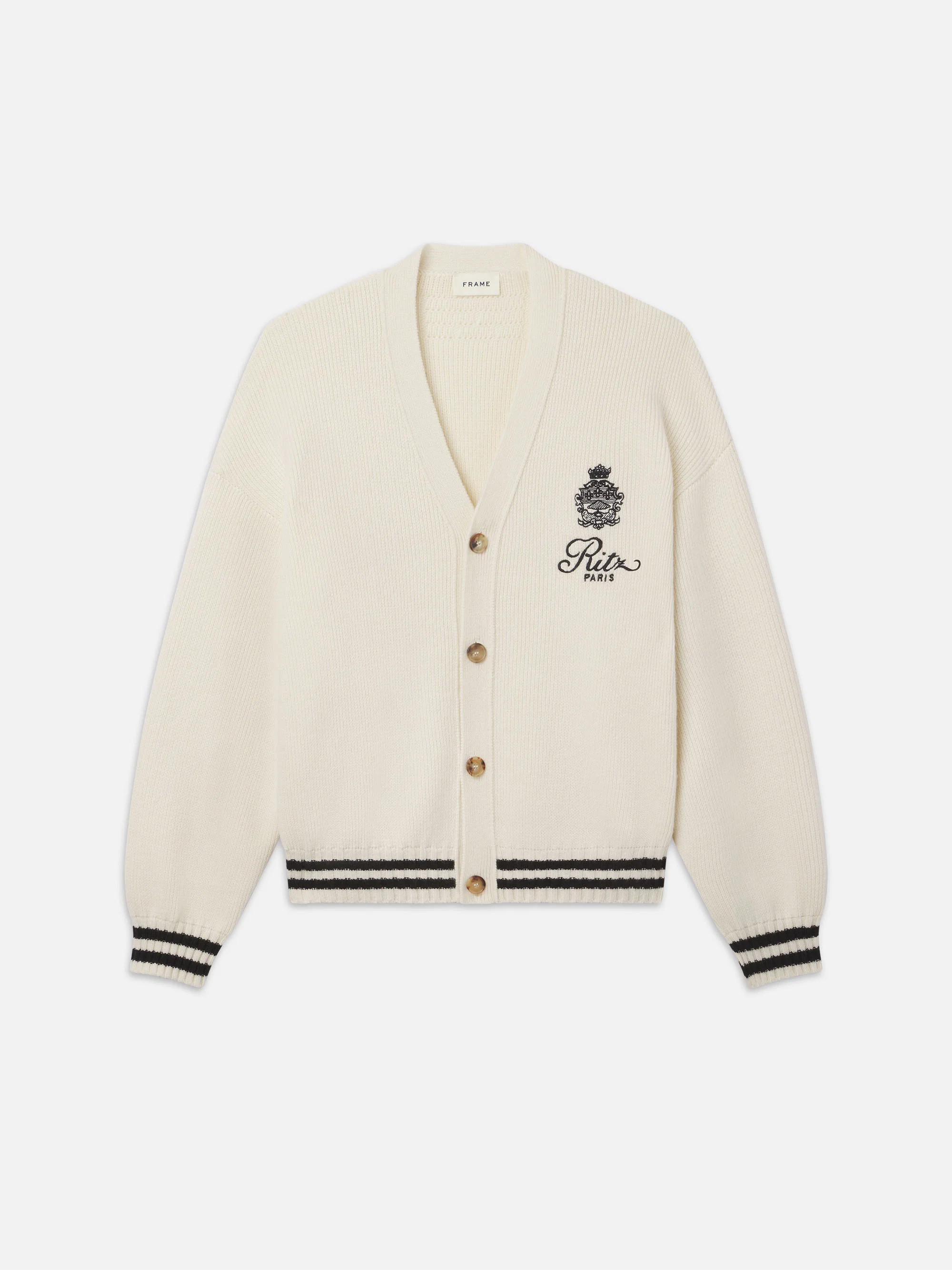 Ritz Embroidery Cashmere Cardigan -- Cream | Frame Denim