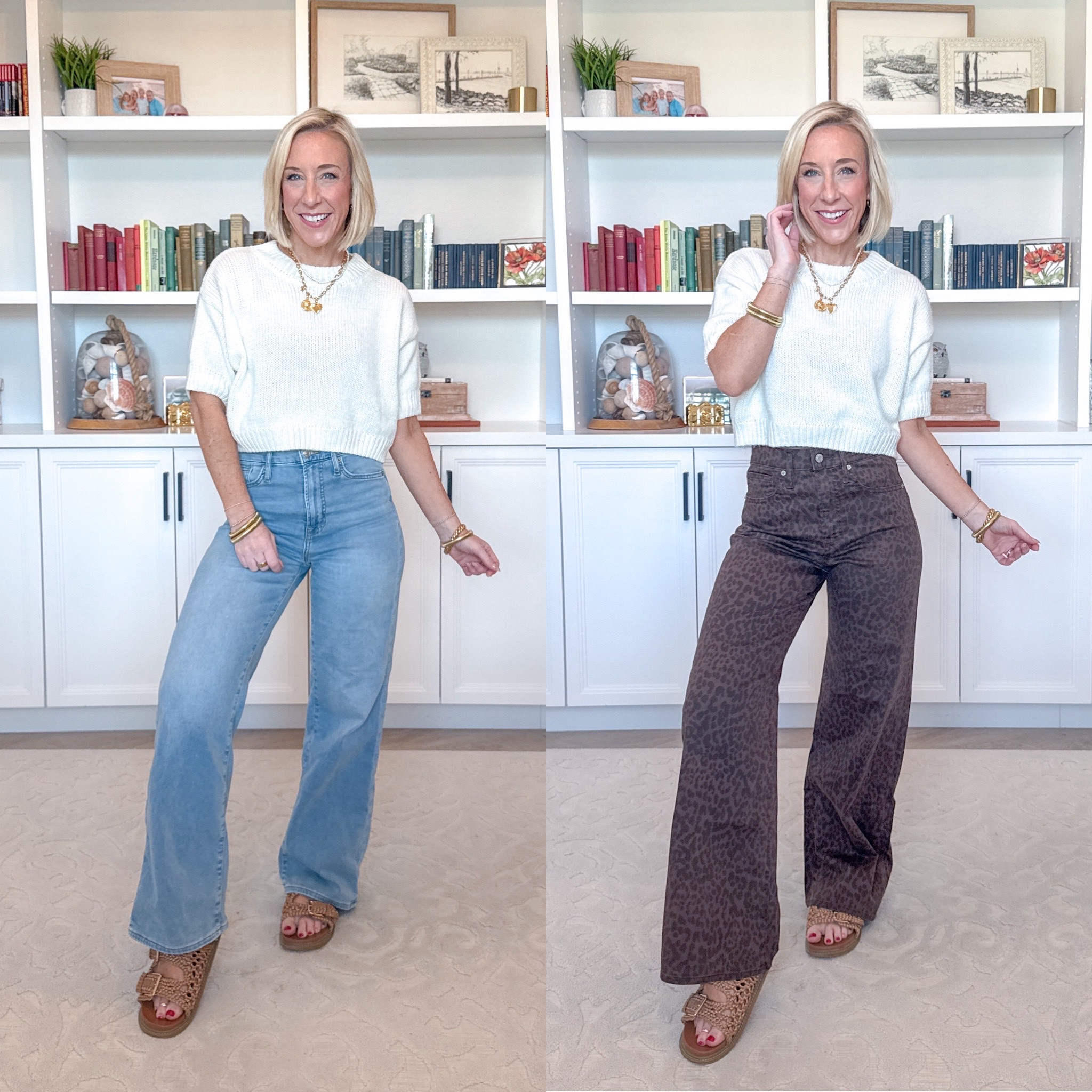 Leopard Jean - 1 pair - 6 easy outfits. * High Rise Wide-Leg Sweatpant Jeans - size 25, regular length. Also comes in Washed Black. 1. High Rise Leopard Print Wide-Leg Jeans - I’m wearing a size 25, regular length, but I want to order the size 25 (wasn’t in store) and in the short length. Currently 60% off PLUS an extra 10% off in cart! (now $32.40!). 2. Short sleeve sweater - size MEDIUM (I sized up one). 

 

#LTKootd #LTKOver40 #LTKSaleAlert