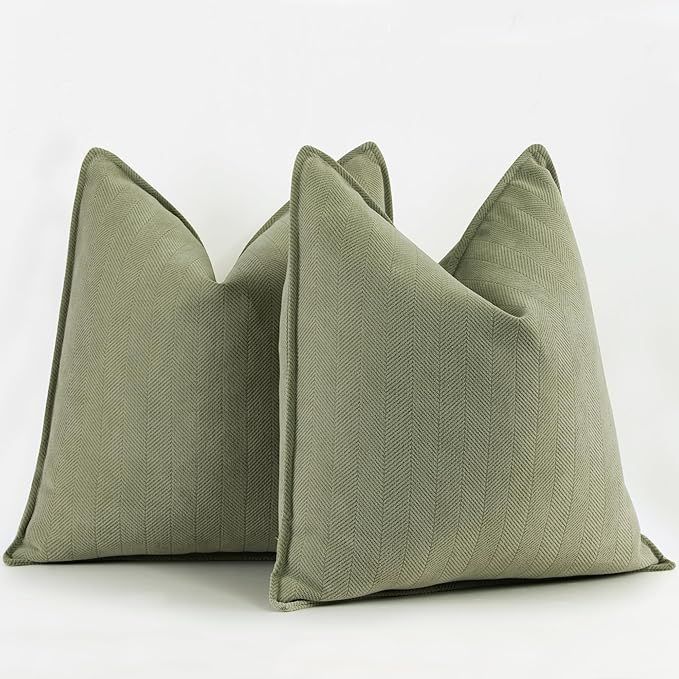 ZWJD Sage Green Pillow Covers 22x22 Set of 2 Chenille Pillow Covers with Elegant Design Soft and ... | Amazon (US)