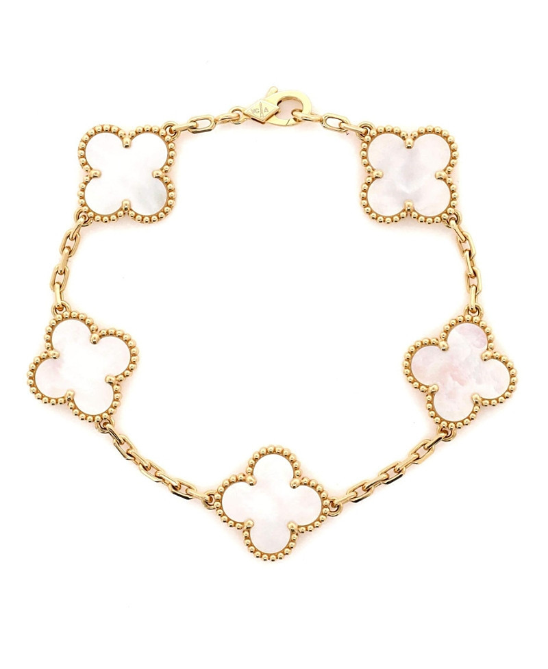 Pre-Owned Van Cleef & Arpels Vintage Alhambra 5 Motifs Bracelet 18K Gold and Mother of Pearl | Bloomingdale's (US)