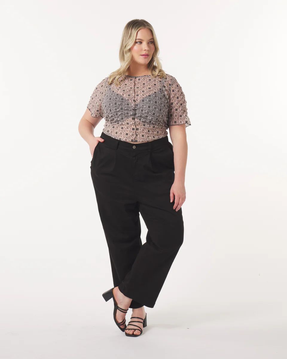 "Leah" Cotton Tencel Pleated Pant in Black
            
              Sale | What Lo Wants