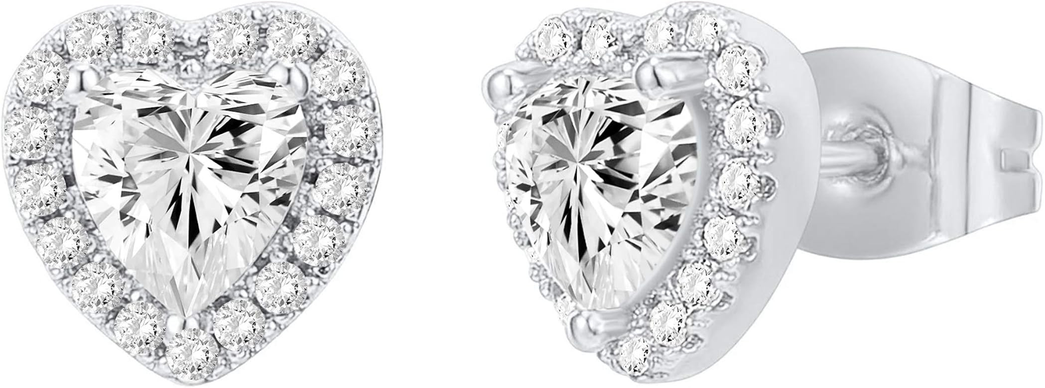 PAVOI 14K Gold Plated Sterling Silver Post Brilliant Round Faux Diamond Halo Earrings - Premium C... | Amazon (US)