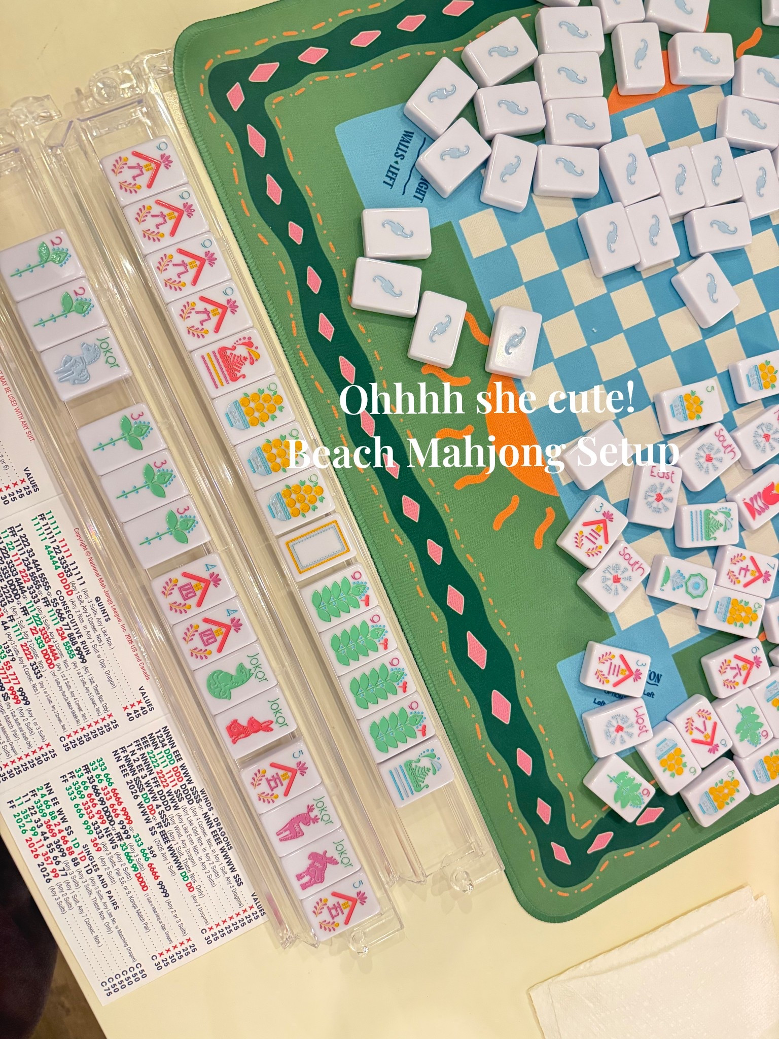 Unexpected cuteness with this beach trip mahjong setup 😍