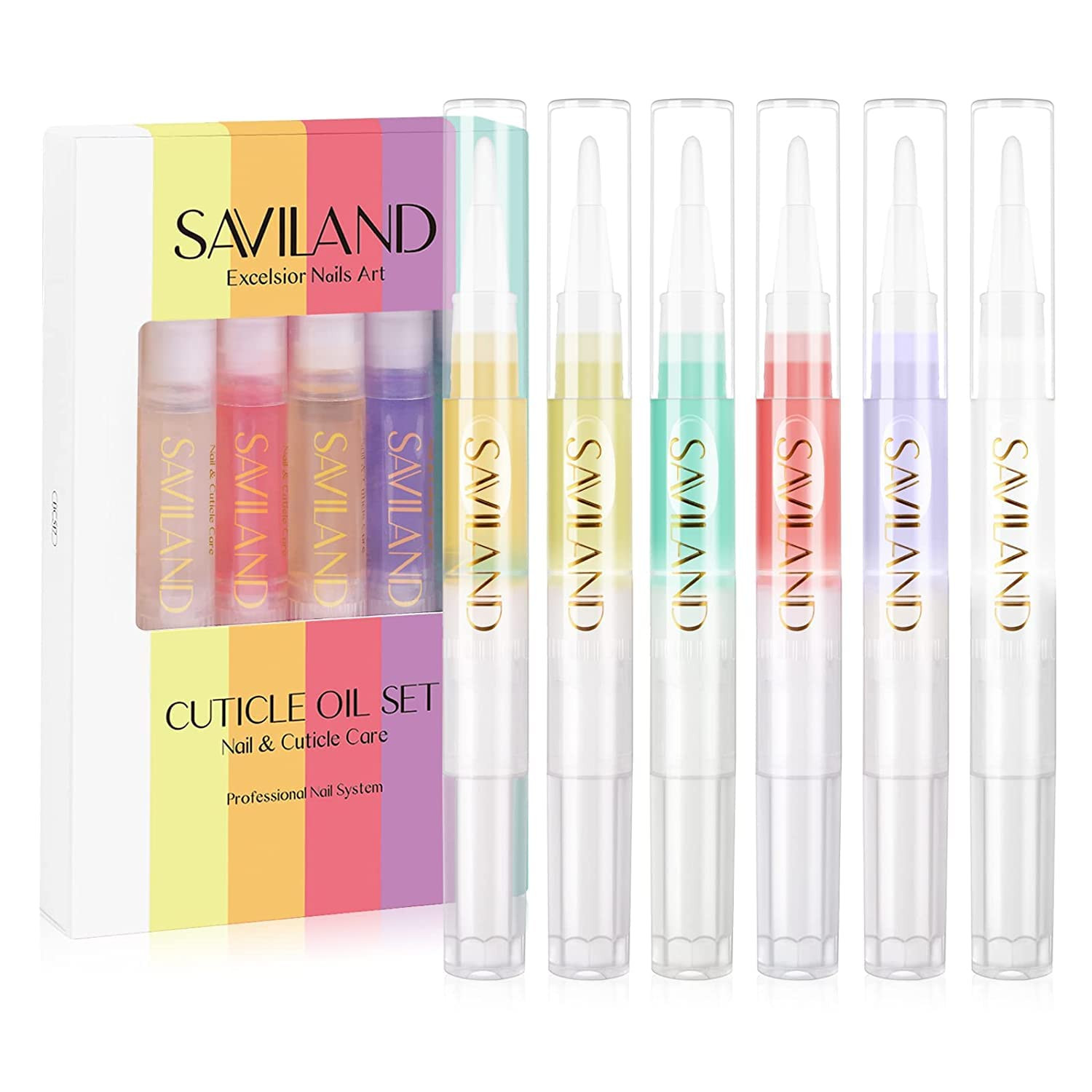 SAVILAND Natural Cuticle Oil Pen: 6PCS Revitalizing Cuticle Oil for Nails with Vitamin E Repaired... | Amazon (US)