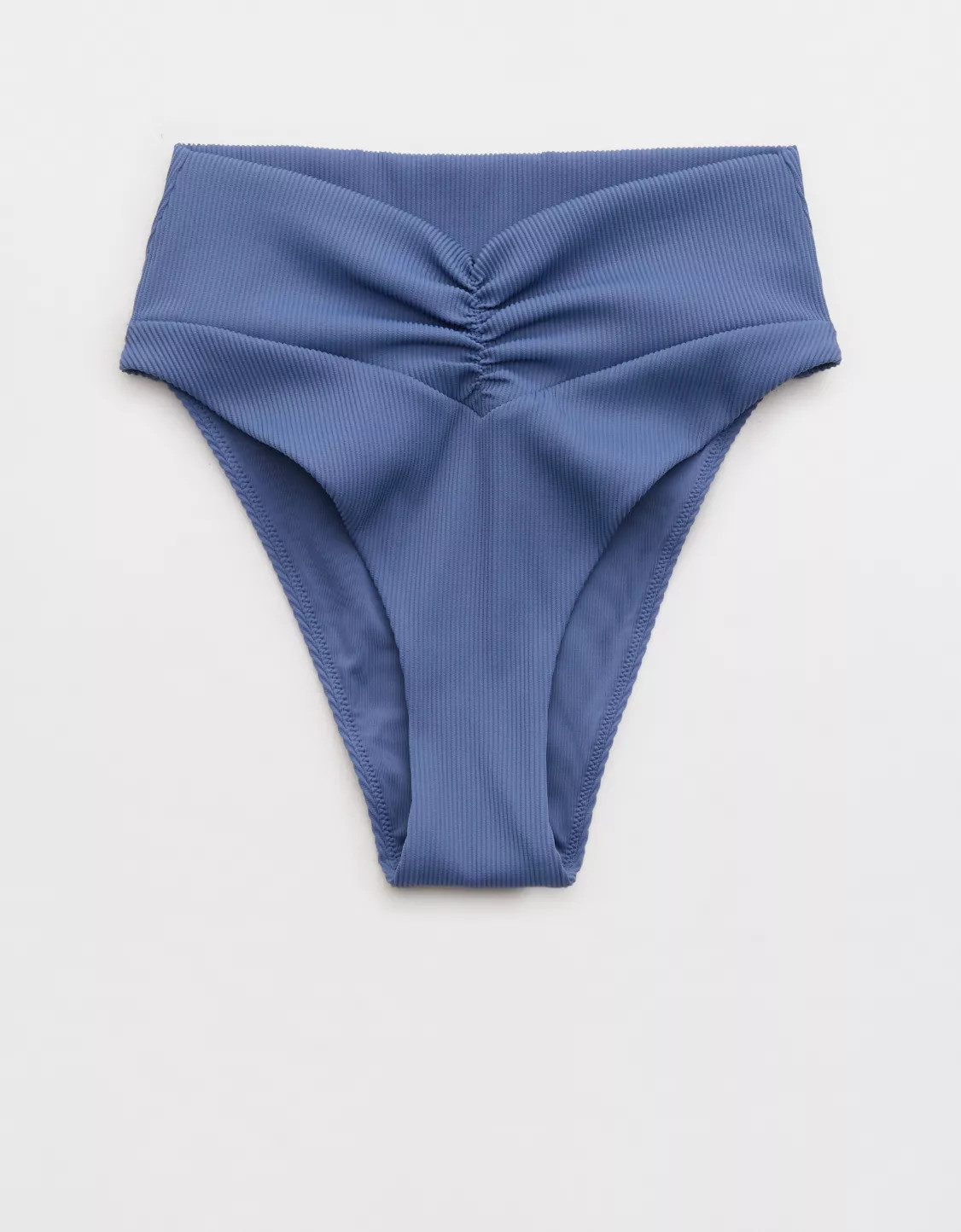 Aerie High Cut Ruched Cheeky Ribbed Bikini Bottom | Aerie