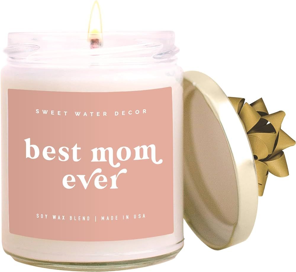 Sweet Water Decor Best Mom Ever Candle - Sea Salt, Jasmine, Cream, and Wood Scented Soy Wax Candl... | Amazon (US)
