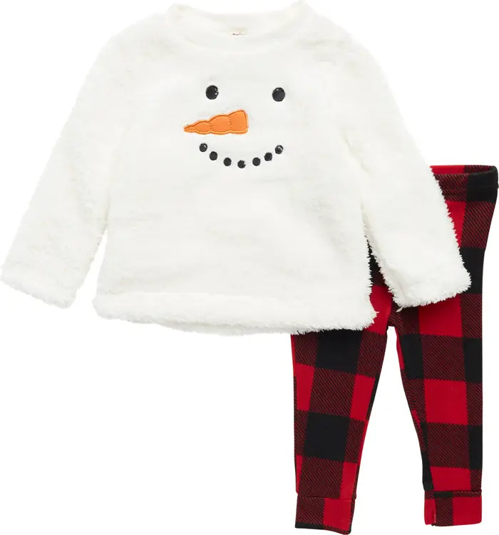 Snowman Plush Top & Plaid Pants Pajama Set | Nordstrom Rack