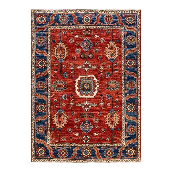 One-of-a-Kind Hand-Knotted 2000S 4'1" X 5'8" Wool Area Rug in Orange | Wayfair North America