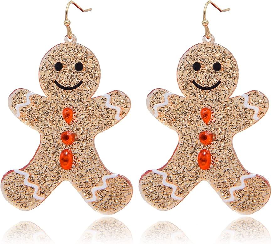 Ymimanchil Gingerbread Earrings for Women Christmas Earrings Dangle Holiday Earrings Xmas Earring... | Amazon (US)