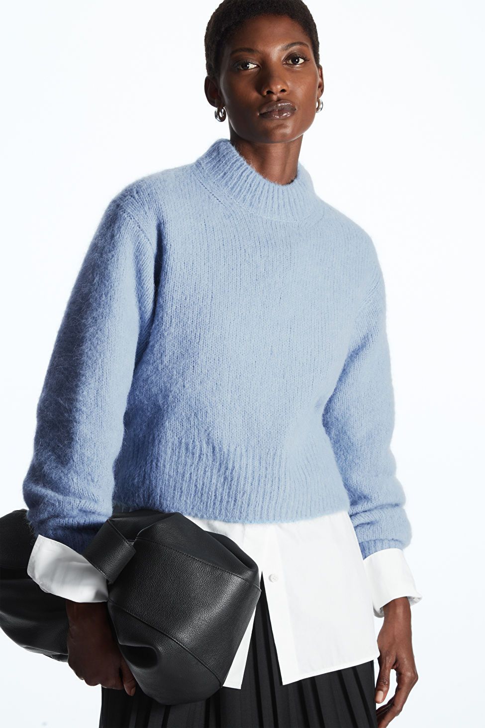 CROPPED ALPACA-BLEND MOCK-NECK JUMPER - LIGHT BLUE - COS | COS (EU)