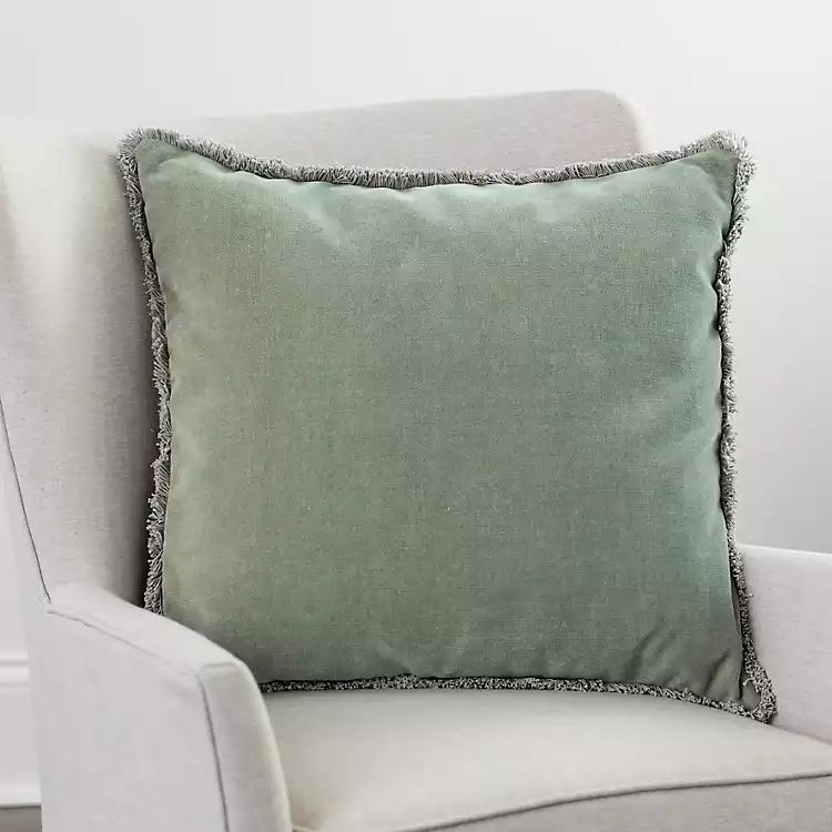 Sage Lani Chenille Pillow with Fringe, 22 in. | Kirkland's Home