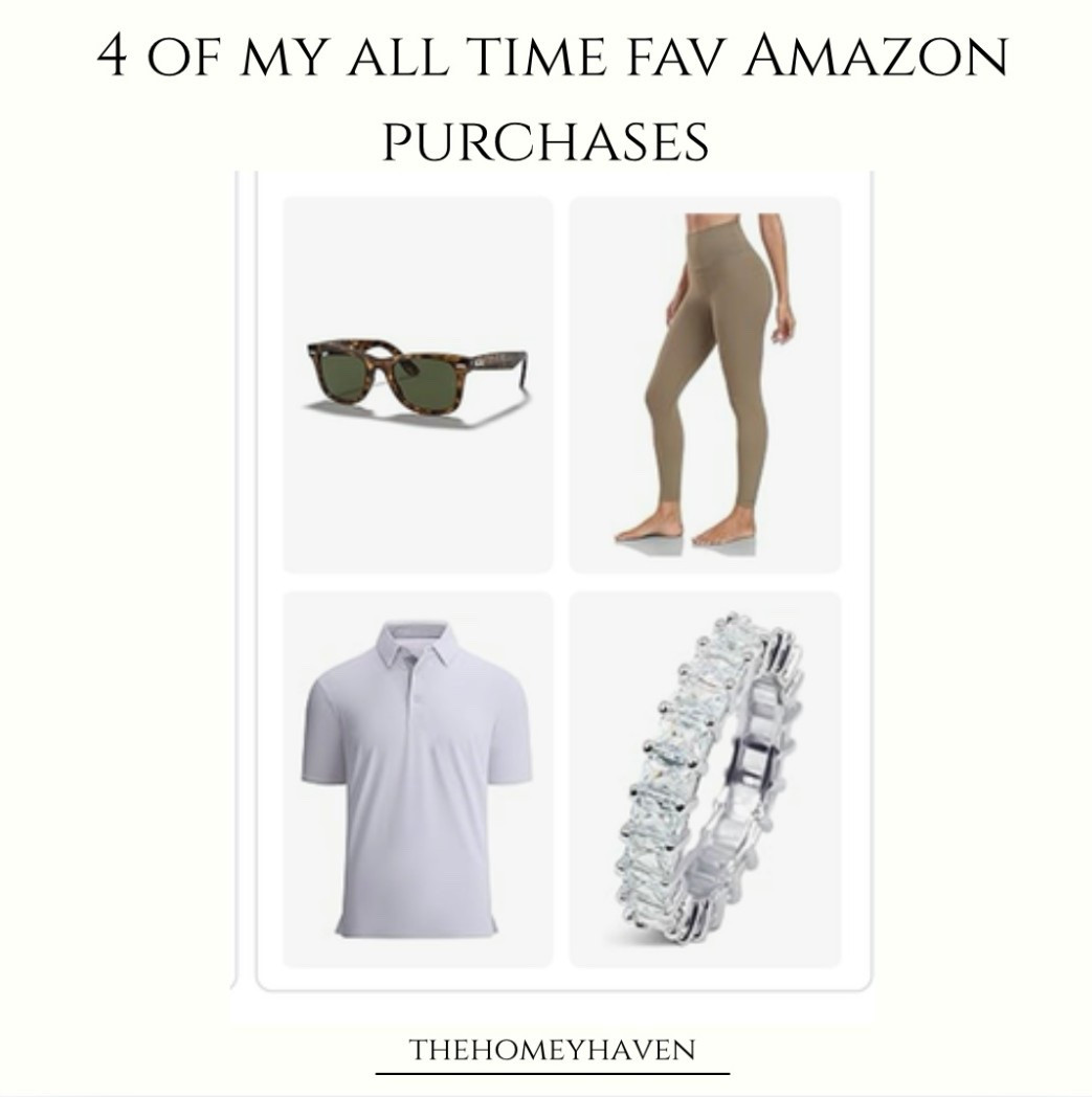 These are four of my all-time favorite Amazon purchases! I’ve had these for years love them all and the qualities unbelievable on all of them!

This infinity ring is so perfect for travel and the beach. These leggings are the most comfortable leggings in my closet and under $20. These sunglasses are a classic staple that never go out of style and go with everything and this golf shirt is Matt’s favorite shirt and he’s so picky perfect for the more big and tall man as well- onSALE for $29!!



Menswear, men’s outfits, men’s spring outfits, men’s golf shirts, Amazon home, Amazon, fashion, leggings, traveling, travel ring, sunglasses, beach vacation, spring outfits, Amazon must haves 

#LTKdayinmylife #LTKMens #LTKTravel