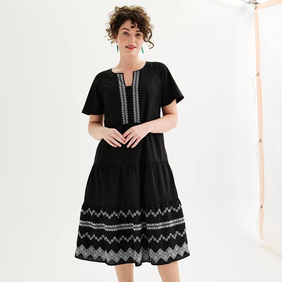 Women's Draper James Geo Embroidered Short Sleeve Dress | Kohl's