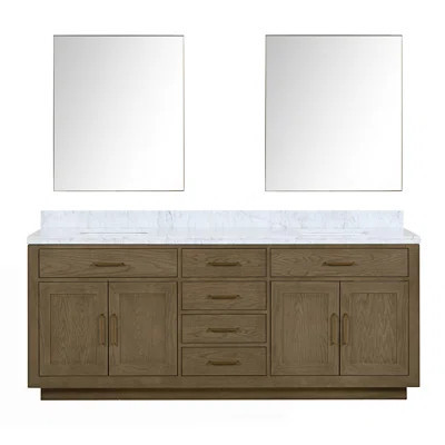 84 In. W X 22 In. D Double Bath Vanity With Carrara Marble Top And Frameless Mirror | Wayfair North America