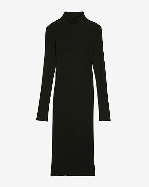 Ribbed Turtleneck Midi Sweater Dress | Express