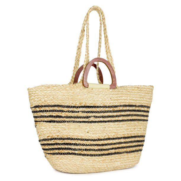 Magid Spring Jute Tote Bag with Double Wooden Handle and Crossbody Strap | Walmart (US)