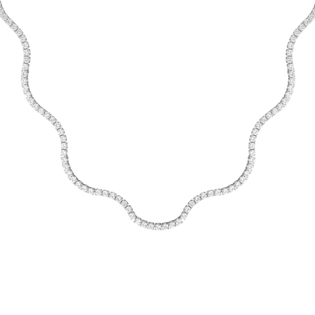 Lab Grown White Sapphire Wave Tennis Necklace | AUrate New York