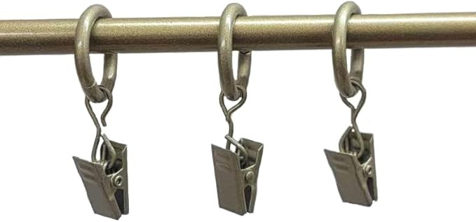 3/4" Round Antique Gold Finish Pinch-On Clip-On Slide Cafe Rings - (10-Pack) | Amazon (US)