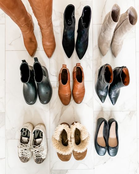 Winter Capsule wardrobe shoes // winter shoes // winter outfit ideas // tall boots // blakc boots // cream boots // Uggs // tennis shoes // Chelsea boots

#LTKSeasonal
