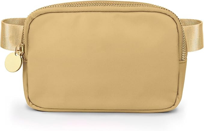 DANCOUR Beige Nylon Waist Pack Crossbody Bag for Women - Fashionable Belt Bag with 3 Pockets | Amazon (US)
