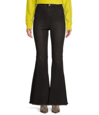 High Rise Raw Edge Flare Jeans | Dillard's