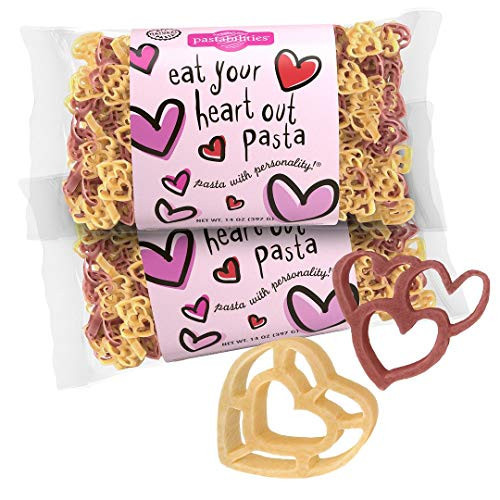 Pastabilities Fun Shaped Pasta for Kids - Eat Your Heart Out Pasta - Valentines and Love Fun Theme, Non-GMO Natural Wheat Pasta, All-Natural, Kosher Certified, Made in the USA, (2 Pack, 14 Oz) | Amazon (US)