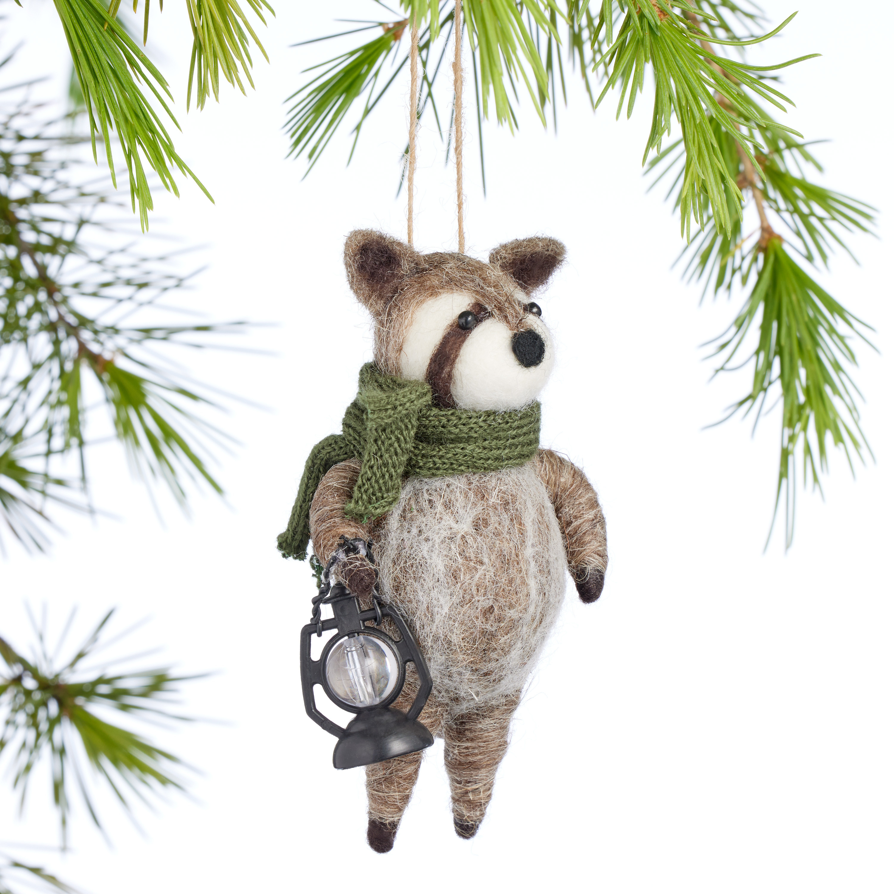 Wool Racoon with Lantern Ornament | World Market