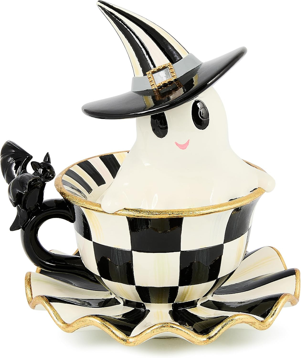 MACKENZIE-CHILDS Resin Teacup Decor Figurine, Courtly Check Ghost | Amazon (US)