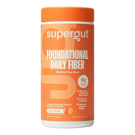 Supergut Foundational Daily Fiber Peach Mango Prebiotic Fiber Blend for Gut & Digestive Health, 6.1 oz, 18 Servings | Walmart (US)
