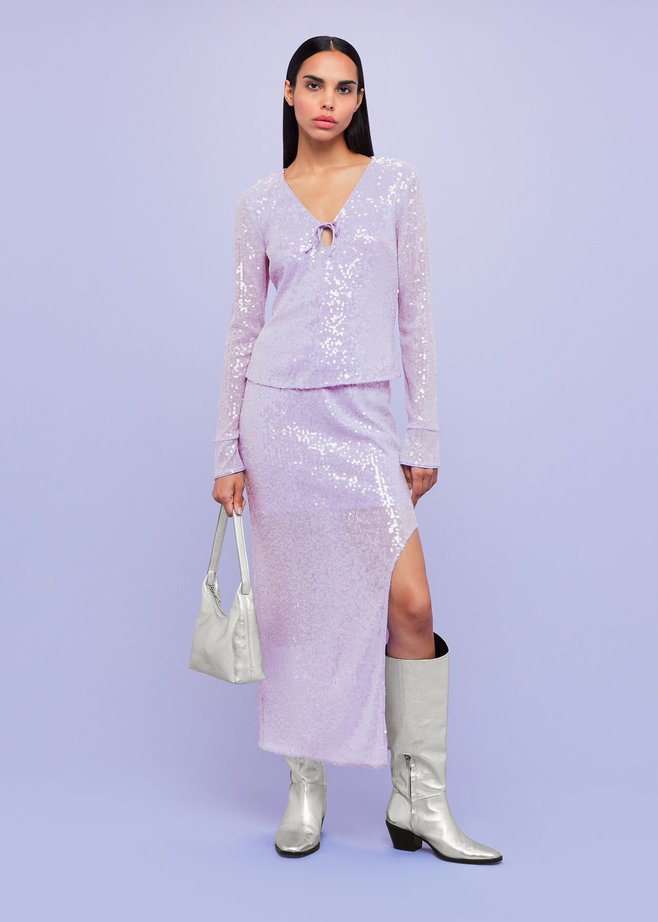 Lio Sequin Sculptured Skirt | Whistles