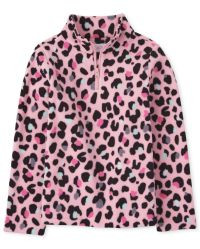 Girls Long Sleeve Print Microfleece Half Zip Mock Neck Pullover | The Children's Place | The Children's Place