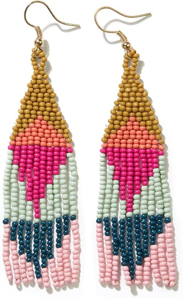 INK+ALLOY Women's Fringe Seed Bead Dangle Earrings Handmade Jewelry for the Modern Bohemian | Amazon (US)