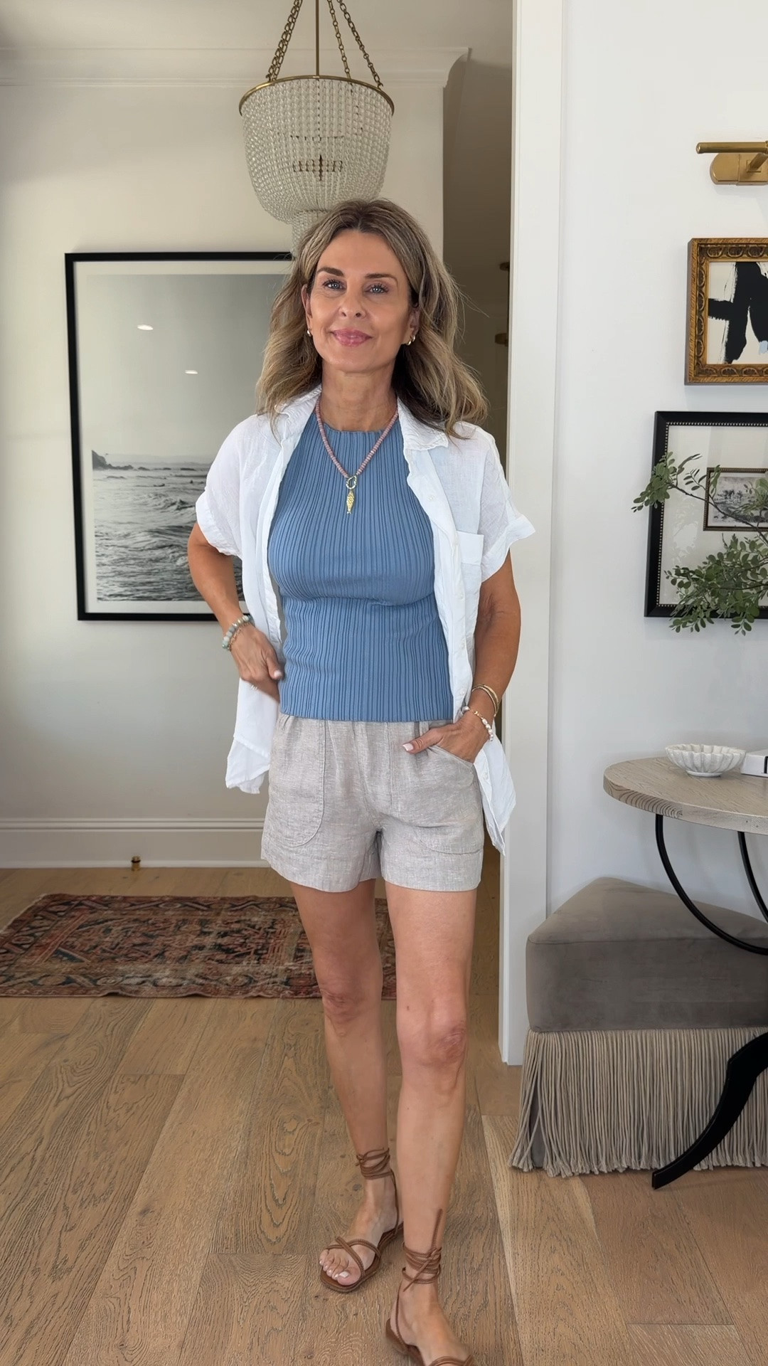 I’m 5’6’’. @Quince chic summer on a budget! 
-linen shorts size XS
-white camp linen shirt size XS
-blue boatneck tank size XS

#LTKootd #LTKOver40 #LTKSeasonal