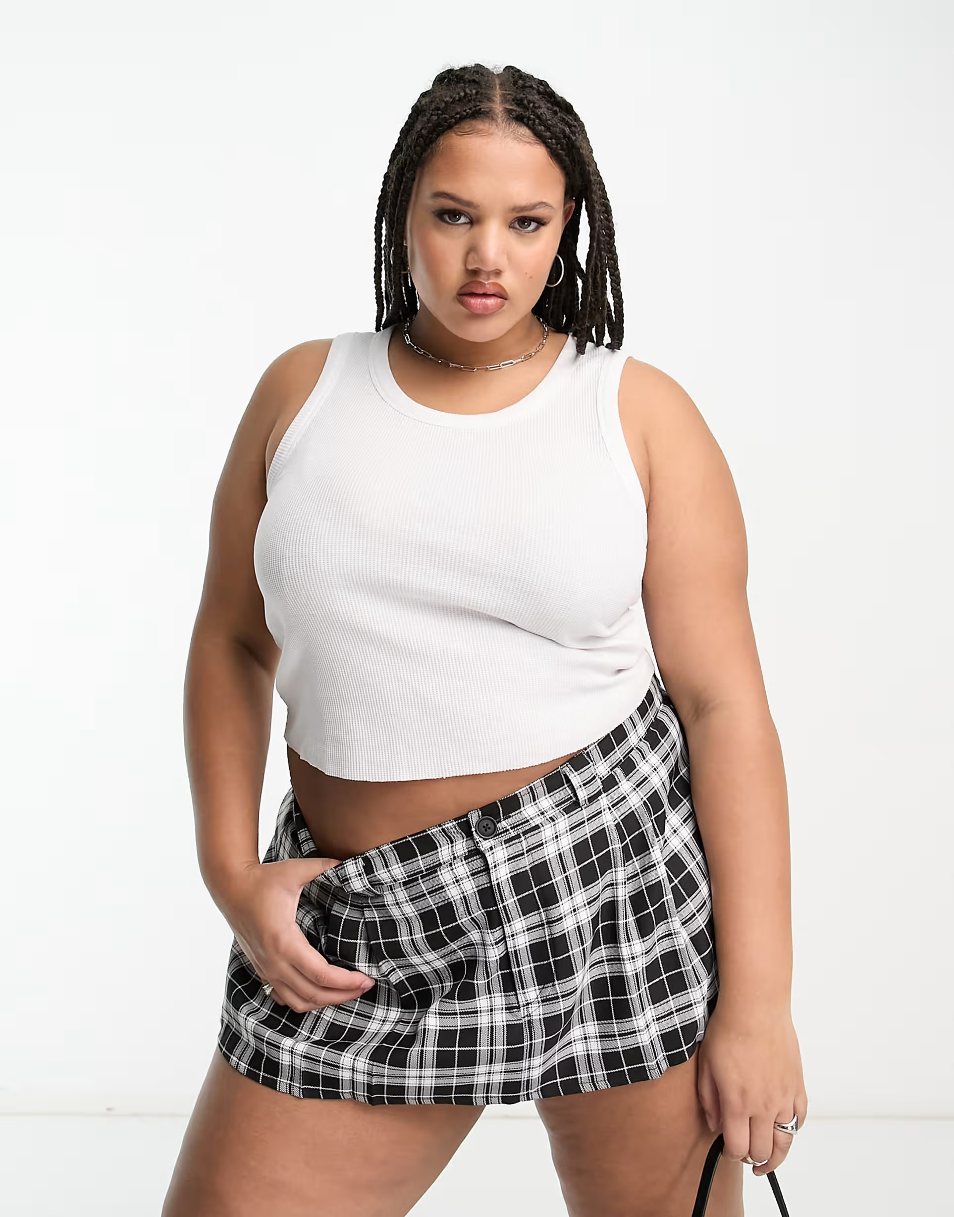 COLLUSION Plus waffle tank top in white | ASOS (Global)