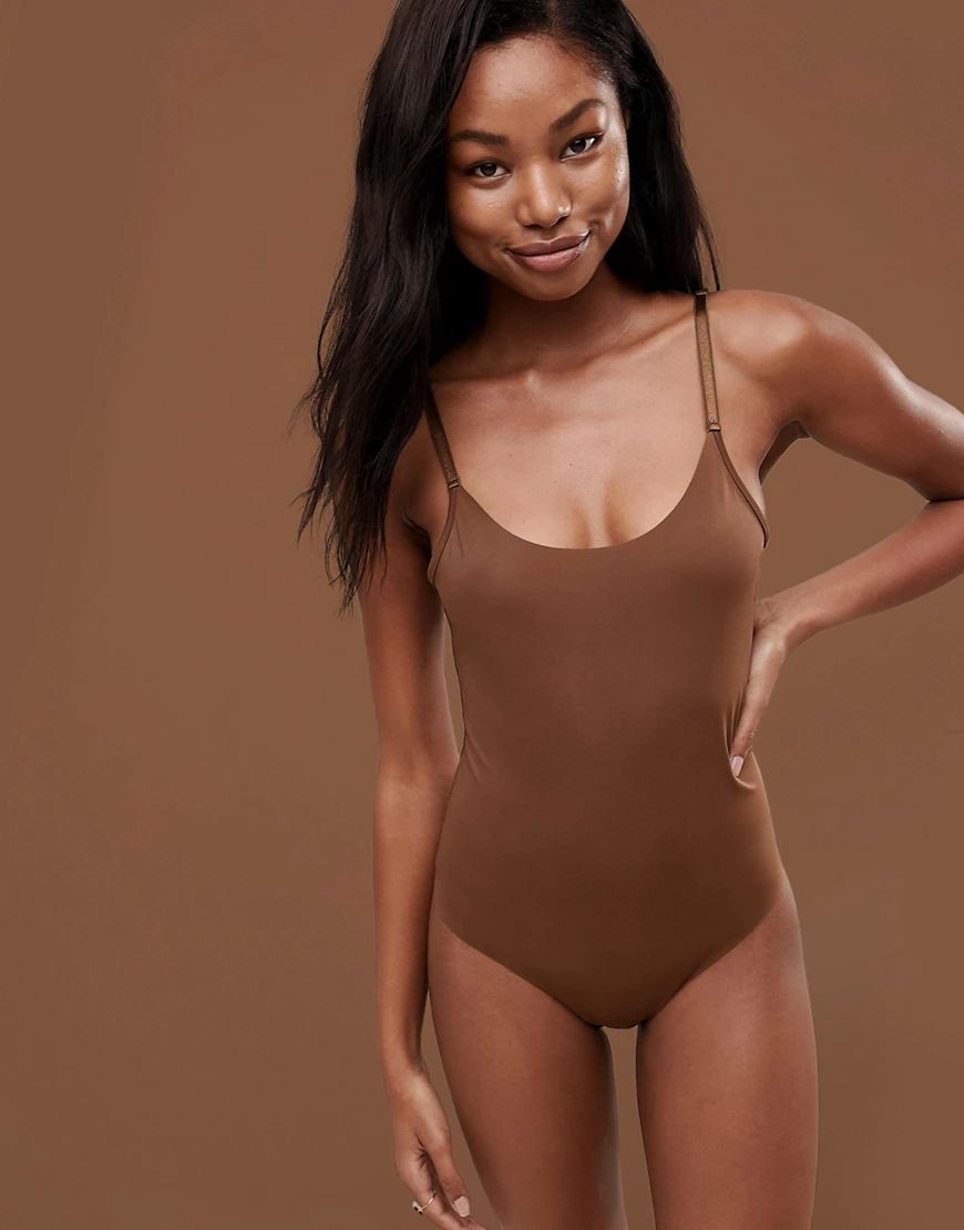 Nubian Skin Naked Collection Nude Bodysuit In Dark-Beige | ASOS (Global)