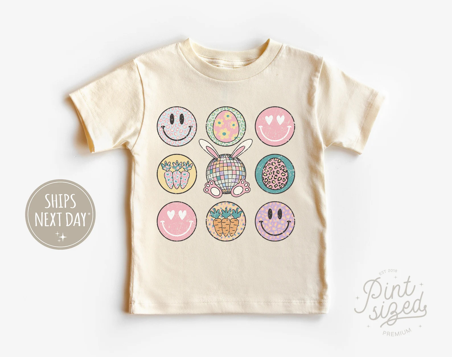 Smiley Bunny Toddler Tee Retro Easter Shirt Natural Easter Kids Shirt - Etsy | Etsy (US)