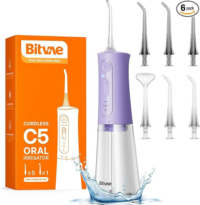 Bitvae C5 Water flosser Cordless, Portable Water Flosser for Teeth, IPX7 Waterproof Water Teeth C... | Amazon (US)